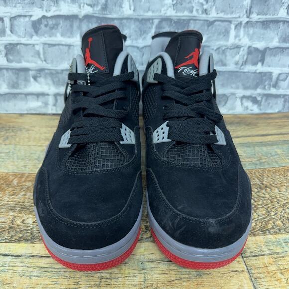 Nike Air Jordan 4 Retro Bred Black Cement Grey Red 308497-089 Mens Size 12 New main image 7